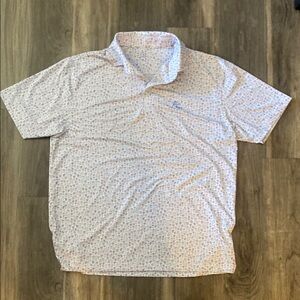 Rhoback Men's Casual Button Down Shirt - White and Red Pattern